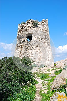 Detail of Porto Giunco Tower in Villasimius (Sardinia)