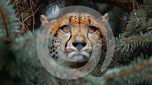 Detail portrait of wild cat. Sri Lankan leopard, Panthera pardus kotiya