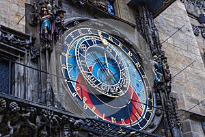 Detail of the Prague astronomical clock in the Old Town of Prague, Czech Republic