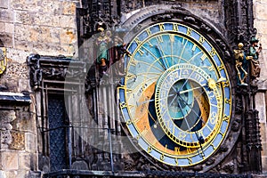 Detail of the Prague Astronomical Clock (Orloj) in the Old Town of Prague