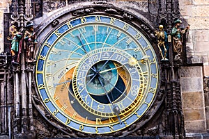 Detail of the Prague Astronomical Clock (Orloj) in the Old Town of Prague