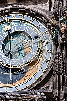 Detail of the Prague Astronomical Clock (Orloj) in the Old Town of Prague