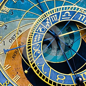 Detail of the Prague Astronomical Clock (Orloj) in the Old Town of Prague