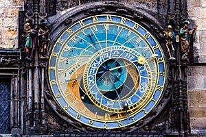 Detail of the Prague Astronomical Clock (Orloj) in the Old Town of Prague