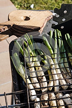 Detail of the preparation of calÃÂ§ots or tender onions photo