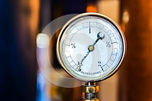 Detail of pressure manometer on nice bokeh background