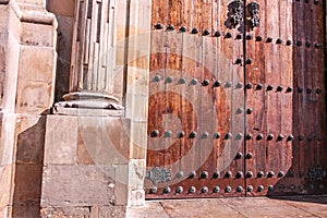 Detail of The Primada Cathedral of BogotÃÂ¡ stands in the framework of the Plaza de BolÃÂ­var, in the center of the city. Bogota photo