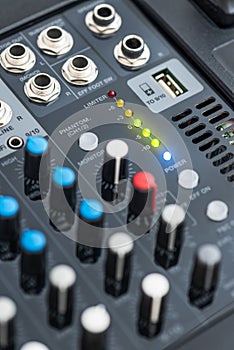 Detail of a Professional Mixing Console