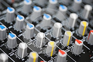 Detail of a Professional Mixing Console