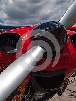 Detail of a Propeller Aircraft's Prop and Engine