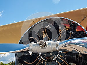 Detail of a Propeller Aircraft's Prop and Engine