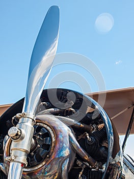 Detail of a Propeller Aircraft's Prop and Engine