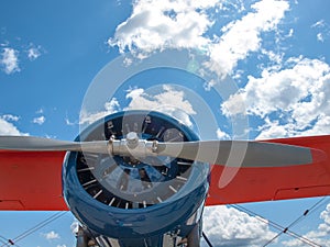 Detail of a Propeller Aircraft's Prop and Engine