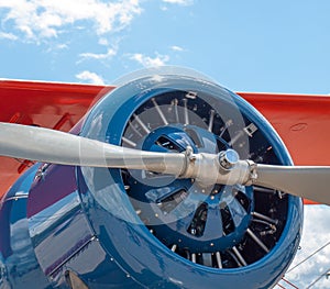 Detail of a Propeller Aircraft's Prop and Engine