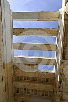 Detail of the Propylaia building in the Acropolis of Athens, Greece.