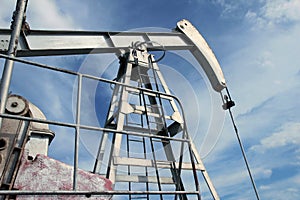 Detail of pump jack in Europe oil field