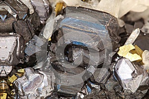 Detail of quartz magnetite and pyrite crystal