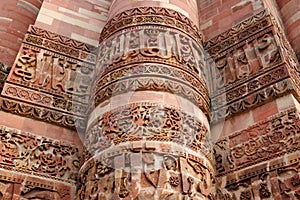 Detail of Qutub (Qutb) Minar, the tallest minaret,India