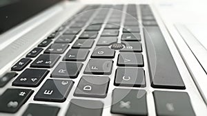 Detail of QWERTY keyboard of a laptop