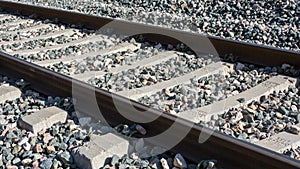 Detail of a railway track from a level crossing