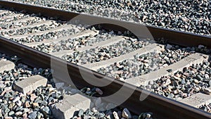 Detail of a railway track from a level crossing photo