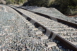 Detail of a railway track from a level crossing photo