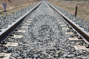 Detail of a railway track from a level crossing photo