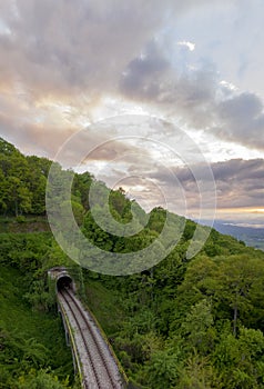 Detail of the railway track between Potenza and Foggia in southern Italy