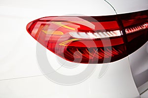 Detail on the rear light of a car