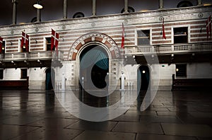 Detail of the rectangular main hall of Copenhagen City Hall