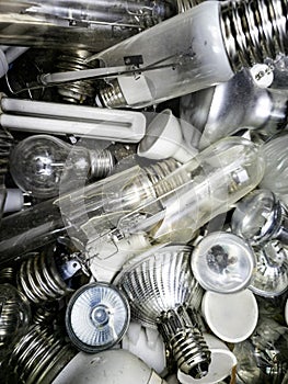 Old broken light bulbs