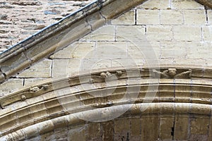 Detail of the reliefs of the portico in Conques France photo