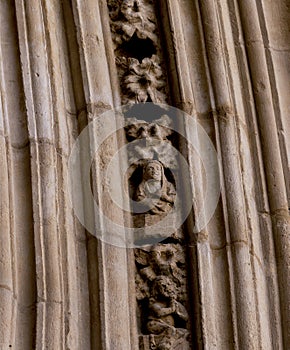 detail of religious figures on the facade of the church part 8