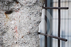 Detail of remains of Berlin Wall, Berlin, Germany. Segments of wall left as reminder of events leading up to the fall of the wall