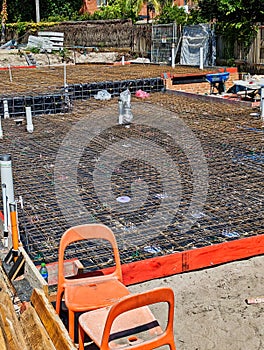 House Building Foundations With Reinforced Steel Mesh