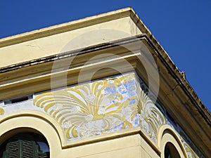 Detail of Revival building in Sitges. Spain.
