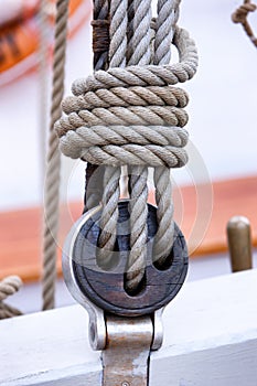 Detail of rigging on a sailboat