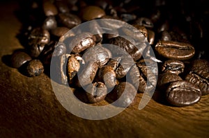 Detail of roasted coffee beans