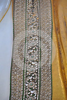 Detail of robe of Kyauk Htat Gyi Reclining Buddha in Myanmar.