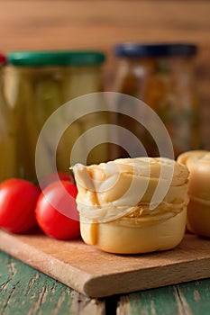 Detail of rolled steamed cheese