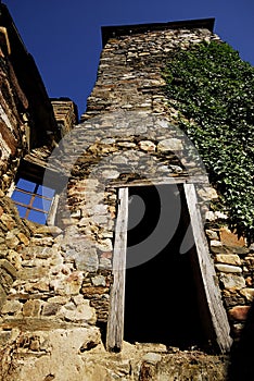 Detail of a romanesque church in the monastery of San Clodio, Lu photo