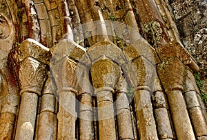 Detail of Romanesque monastery of Paco de Sousa in Penafiel