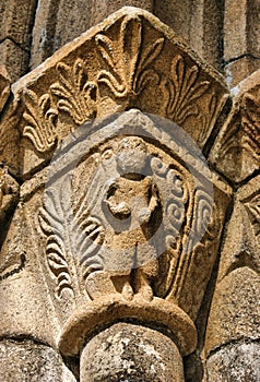 Detail of romanesque monastery of Paco de Sousa in Penafiel