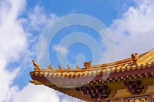 Detail Roof structure of Hsi Lai Buddhist Temple, California.