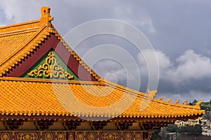 Detail Roof structure of Hsi Lai Buddhist Temple, California.
