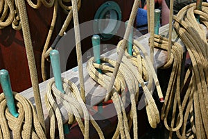 Detail of ropes and a schooner riggings