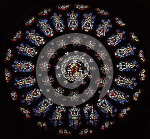 Mondonedo: detail of the rose window of the cathedral de la Virgen de la Asuncion. photo