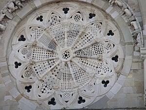 Rose window of the cathedral of Troia in Puglia in Italy. photo