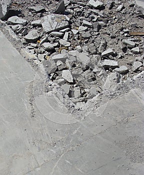 Detail of rubble and concrete on a demolition site