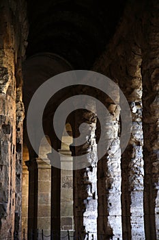 Detail of the ruins of the arcades of the portico, Rome, Italy